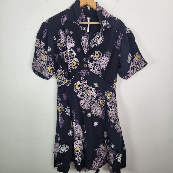 Free People Tops - Free People Floral Black and Purple Women's Dress Sz Medium